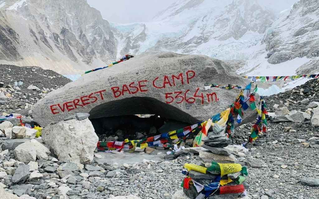 Everest base camp iconic stone